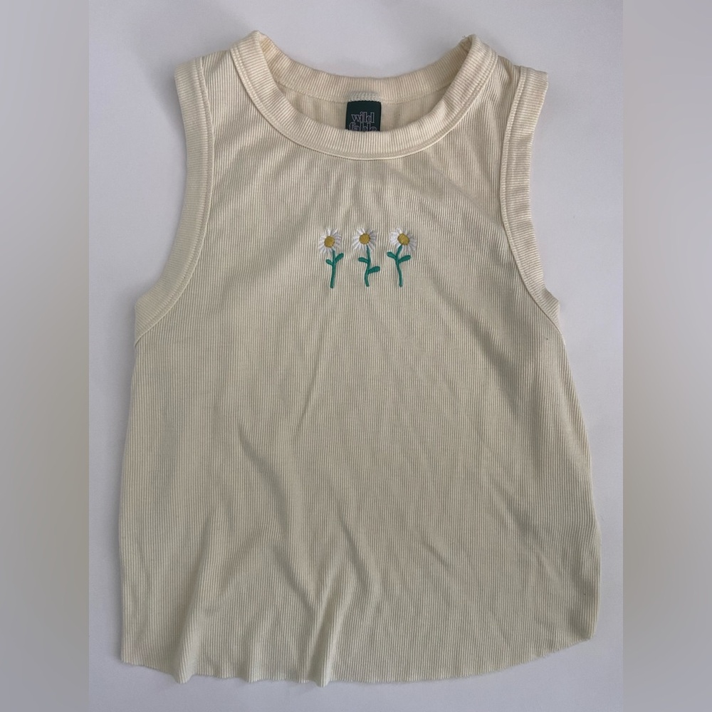 Pale yellow tank top with daisies from Wild Fable SMALL
